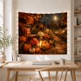 thumbnail image 4 of Pumpkins and Lantern on a Moonlit Garden Path, Cozy Realistic Illustration for Pumpkin Lovers, Rustic Wall Art, Halloween Gift, Tapestry Wall Hanging for Entryway and Living Room, 4 of 6