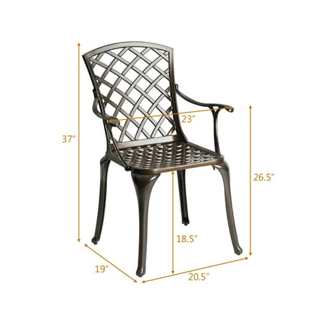 Top 2 Pcs Cast Aluminum Dining Chair Arm Seat Outdoor Patio Bistro Solid Canada Top 2 Pcs Cast Aluminum Dining Chair, Aluminum Lawn Chairs Canada