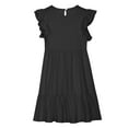 thumbnail image 4 of Spazoro Toddler Girls A-Line Dress, Casual Round Neck Floral Print Short Sleeve Princess Dresses for Child Girls Black Size 5 T, 4 of 8
