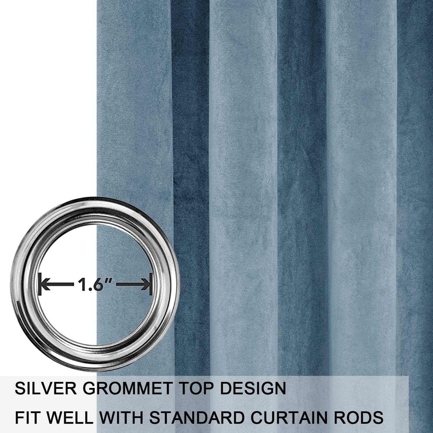 Classic Velvet Grommet Curtains – Thermal Insulated, Blackout, Set of 2 (52"W per Panel)