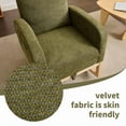 thumbnail image 4 of New Modern Accent Rocking Chair Rocking Chair with Solid Wood Legs, Upholstered Nursery Glider Rocker, Comfy Armchair with Side Pocket, Living Room Lounge Arm Chair with High Backrest Teddy, 4 of 6