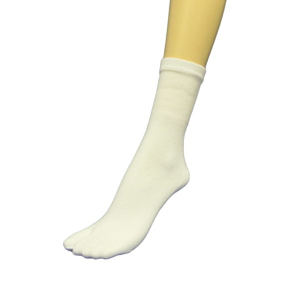 Couver Cotton Split Quarter High Stretchy Flip-Flop Socks, White Medium