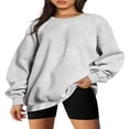 thumbnail image 1 of Women Sweatshirt  Long Sleeve Crew Neck Solid Loose Fall Pullover Tops for Casual Daily Gray S, 1 of 5