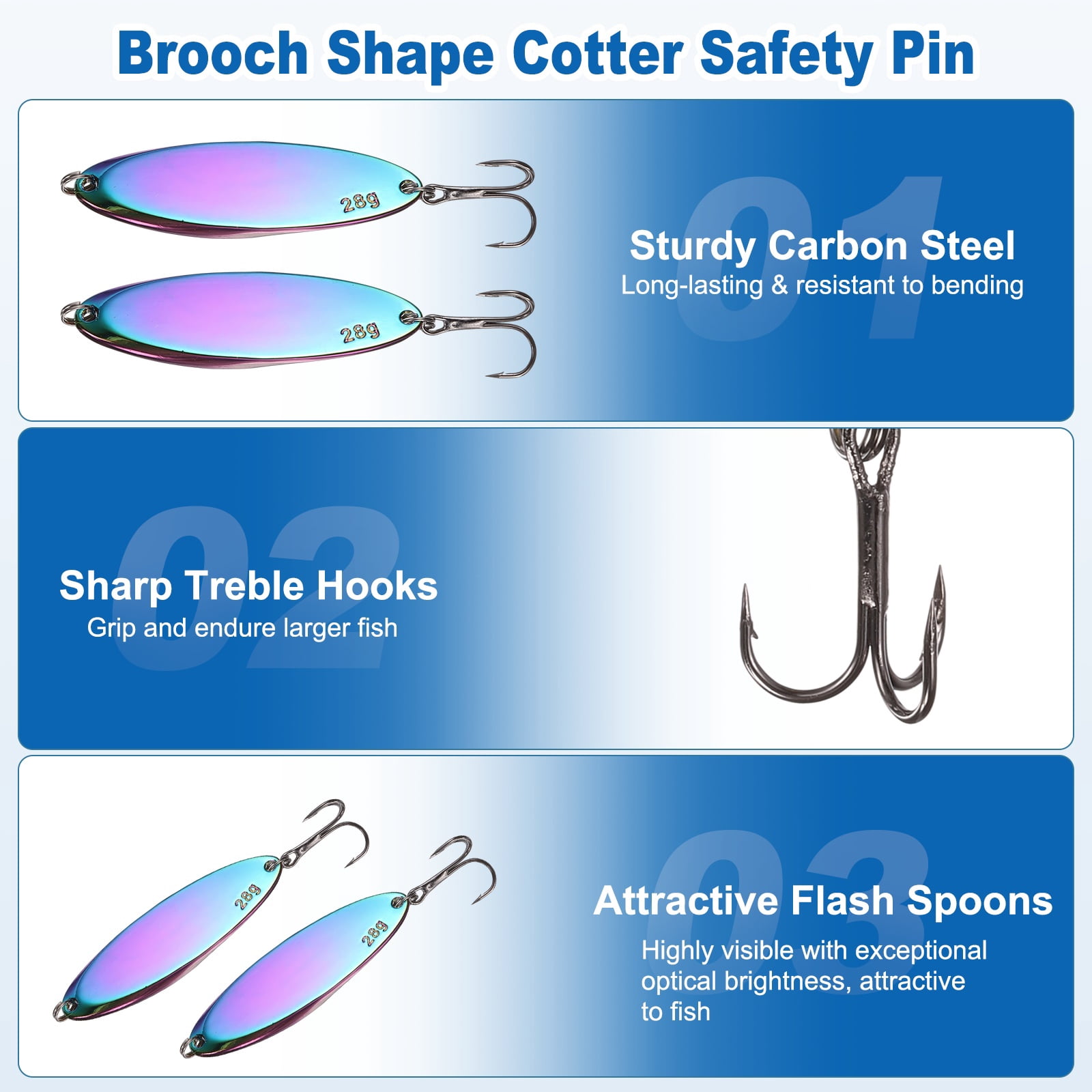 Uxcell Fishing Spoons Lures, Metal Saltwater Treble Trout Lures Jigging Spoon with Treble Hooks Casting Spinner Baits 10Pcs & 1 oz & Vibrant Colors - Fitting for (Freshwater/Salmon/Bass)