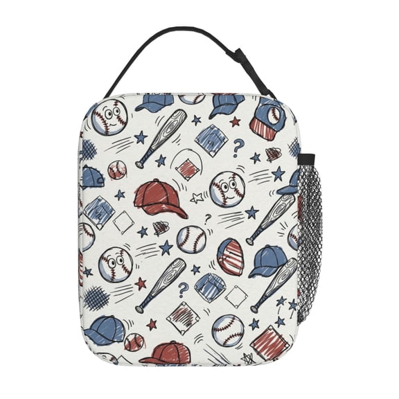 Baseball Lunch Box, Cool Reusable Insulated Lunch Bag, Cooler Tote Bag For Work Picnic Travel Office Outdoors