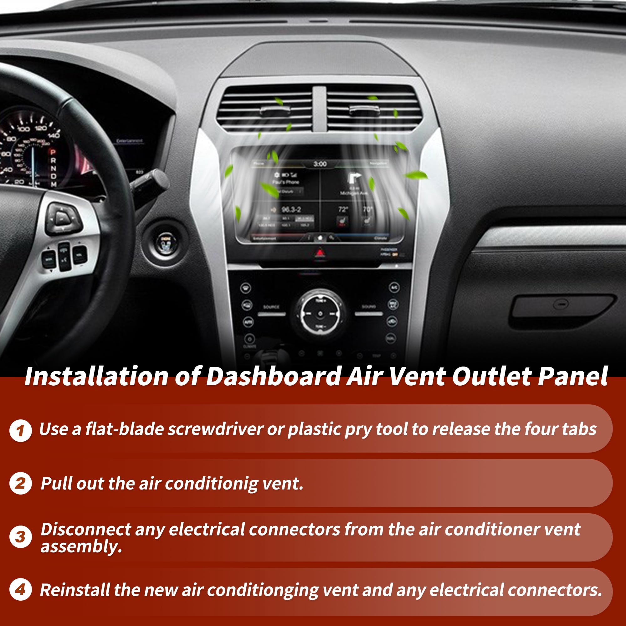 Unique Bargains Dashboard Air Vent Outlet Panel for Ford Explorer Base 2011-2015