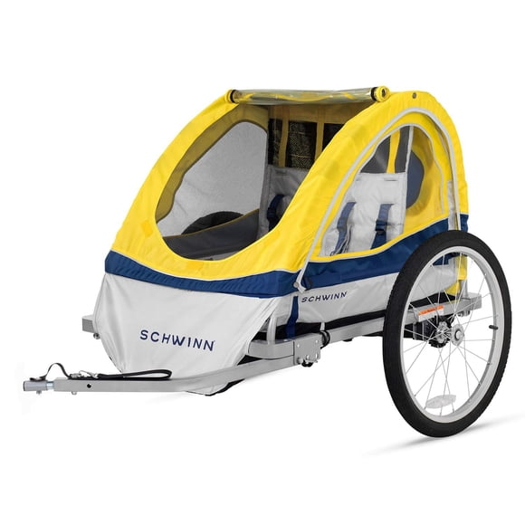 Remolque para Bicicleta Infantil Schwinn Echo Amarillo Gris con Toldo y Neumáticos de 20 Pulgadas pa