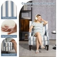 thumbnail image 4 of Mid-Century Accent Chair, Vintage Blue Striped Linen Armchair for Living Room, Upholstered Lounge Reading Chairs for Bedroom, Single Sofa Chair with Nailhead Trim & Wood Legs (Blue Striped), 4 of 9