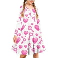 thumbnail image 2 of SERTG Girls Valentine Heart Print Long Sleeve Round Neck Dress Everyday Performance Skirt Outfit for Kids(White#1,7-8 Years), 2 of 5