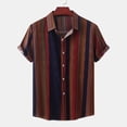 thumbnail image 4 of Mchoice Beach Shirts for Men,Men's Vacation Striped Shirts Casual Short Sleeve Button Down Printed Summer Vintage Beach Tops, 4 of 5