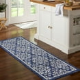 thumbnail image 3 of TOWN & COUNTRY EVERYDAY Walker Damask Medallion Everwash® Washable Multi-Use Decorative Rug with Non-Slip Backing, Navy Blue, 24"x72", 3 of 11