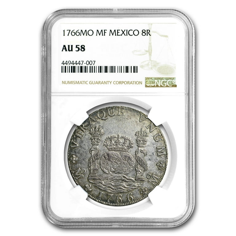 1766-Mo MM Mexico Silver 8 Reales Pillar Dollar AU-58 NGC