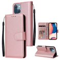 thumbnail image 1 of Compatible for iPhone 14 Wallet Case with Premium PU Leather Card Slots Holder Photograph Slot Cover, Soft Silicone Shockproof Magnetic Clasp Kickstand Wrist Strap Flip Folio Case,Rosegold, 1 of 6