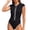 Black, variant on Naittoop Women One Piece Sleeveless Bathing Suit Belly Control Swimsuits High Neck Zip Front Color Block Rash Guard Swimwear