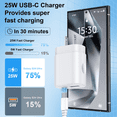 thumbnail image 2 of Samsung 25W Charger Super Fast Charging Block for Galaxy A35 5G/A14 5G/A54/A16 5G/S25/S24 FE Ultra,Dual Port PD Wall Charger Adapter Cube Box Brick with 6ft USB C to USB C Cable for Google Pixel 9a/8, 2 of 7