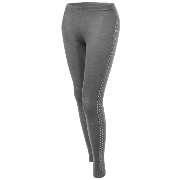 FashionOutfit Women's Solid Side Studs Tight Leggings