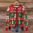 thumbnail image 2 of Moxiu Christmas Sweater Cardigan Women Cute Funny Xmas Theme Print Button Open Front Casual Knitted Outwear Long Sleeves Green,L, 2 of 4