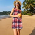 thumbnail image 3 of Balery Heart Plaid Vestidos de verano para mujer con estampado: vestido holgado sin mangas, vestido playero informal y cómodo para días calurosos., 3 of 7