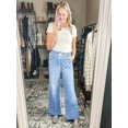 thumbnail image 5 of Women's high-waisted comfortable wide-leg drawstring straight-leg light blue denim trousers, 5 of 5