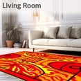 thumbnail image 2 of ODIKA 2'x3' Machine Washable Non-Slip Area Rug, Court Hoops Design with Blazing Fire Effects Basketball Theme High Traffic Rug with Pad, Red, 679059, 2 of 8