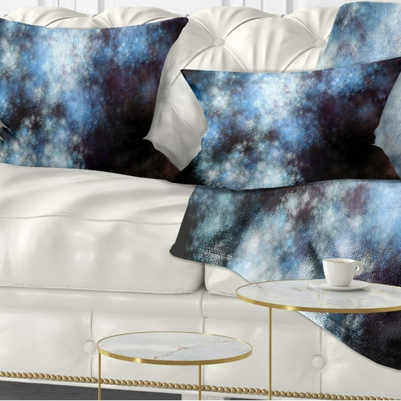 Designart Blue White Starry Fractal Sky - Abstract Throw Pillow - 12x20