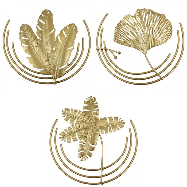 3 Piezas de Escultura de Hoja de Estilo Moderno, Arte de Pared Nórdico para Colgar en La Pared, Decoración de Jardín, Patio, Artesanía para Cafetería, B perfecl none