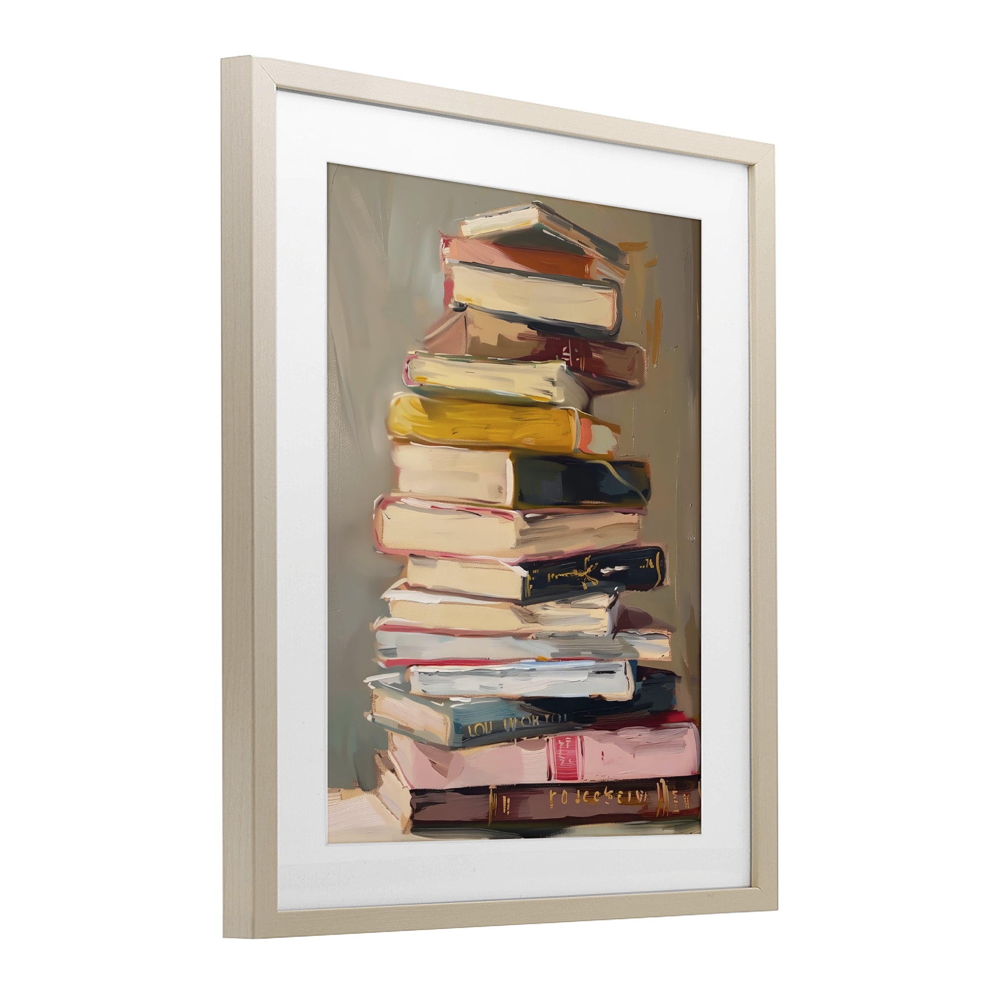 Stupell Industries Well Loved Bookstack Birch Framed Print Under Glass, design by LSR Design Studio