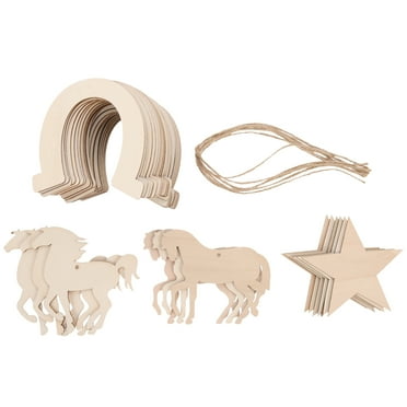 WHAMVOX Horseshoe Shaped Wood Slices for DIY Unfinished Plastic Pieces in Khaki Color 36pcs