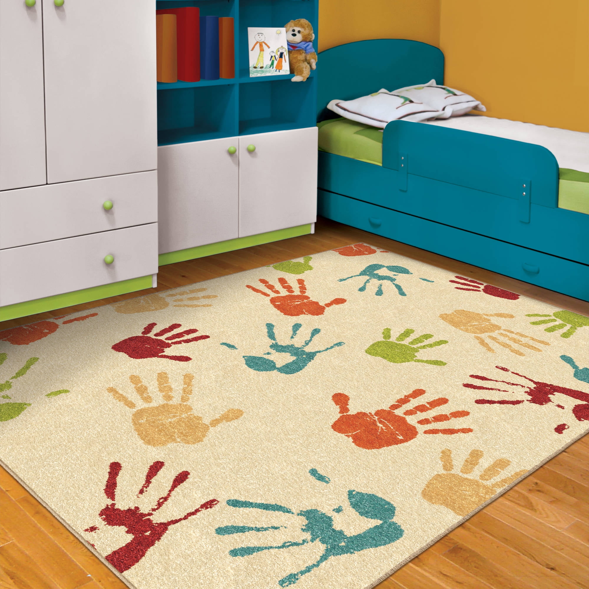 Orian Handprints Fun Kids Area Rug Walmart Com Walmart Com