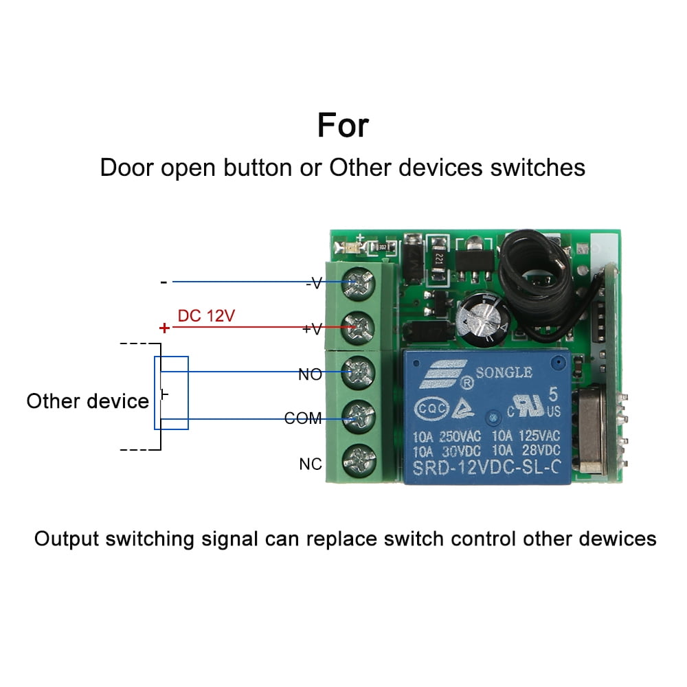 Smart Home 433Mhz DC 1CH Wireless Remote Switch Relay Receiver
