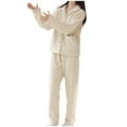 thumbnail image 2 of Frostluinai Womens Fuzzy Plush Pajama Set Fleece Lapel Collar Button Cardigan and Pjs Pants Solid Warm Winter Sleepwear Comzy Loungewear with Pocket, 2 of 6