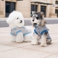 thumbnail image 6 of Striped Denim Dog Shirt with Built in D Ring for Leash Attachment, Cute Bear Embroidery Pet Vest Costume for Cats Small Medium Dogs, Lightweight Summer Outdoor Walking Vest Apparel, 6 of 8