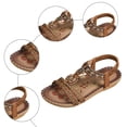 thumbnail image 4 of Rokment Womens Bohemian Beach Wedge Low Heels Dressy Sandals Ethnic Vintage Rhinestones Heart Charms Elastic Ankles Strap Comfortable Dress Walking Summer Shoes H Size 9, 4 of 6