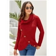 thumbnail image 3 of Pulls Femmes Chauds Asymétriques Tricotés Col Roulé Unis Enveloppants Manches Longues Hauts Décontractés, 3 of 5
