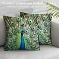 thumbnail image 3 of Orinice Peacock Feathers Graphic Decorative Cushion Throw Pillow Cover for Home Living Room Sofa Bedroom - 1PC 12x12in, 3 of 5