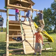 Backyard Discovery Endeavor Cedar Wood Swing Set, Slide, Play Deck, Rock Wall, Rope Ladder