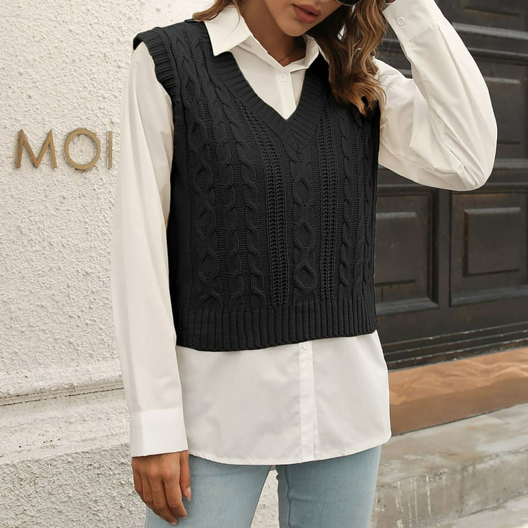 Mens Sweater Vest Big And Tall Womens V Neck Knit Sweater Vest Preppy Style  Sleeveless Crop Knit Vest Crop Vest for Women Sweater Vests for Men Womens