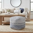 thumbnail image 2 of LR Home Square Denim Blue/Ivory Recycled Chindi Medium-Sized Indoor Pouf, 18"x18"x18", 2 of 11