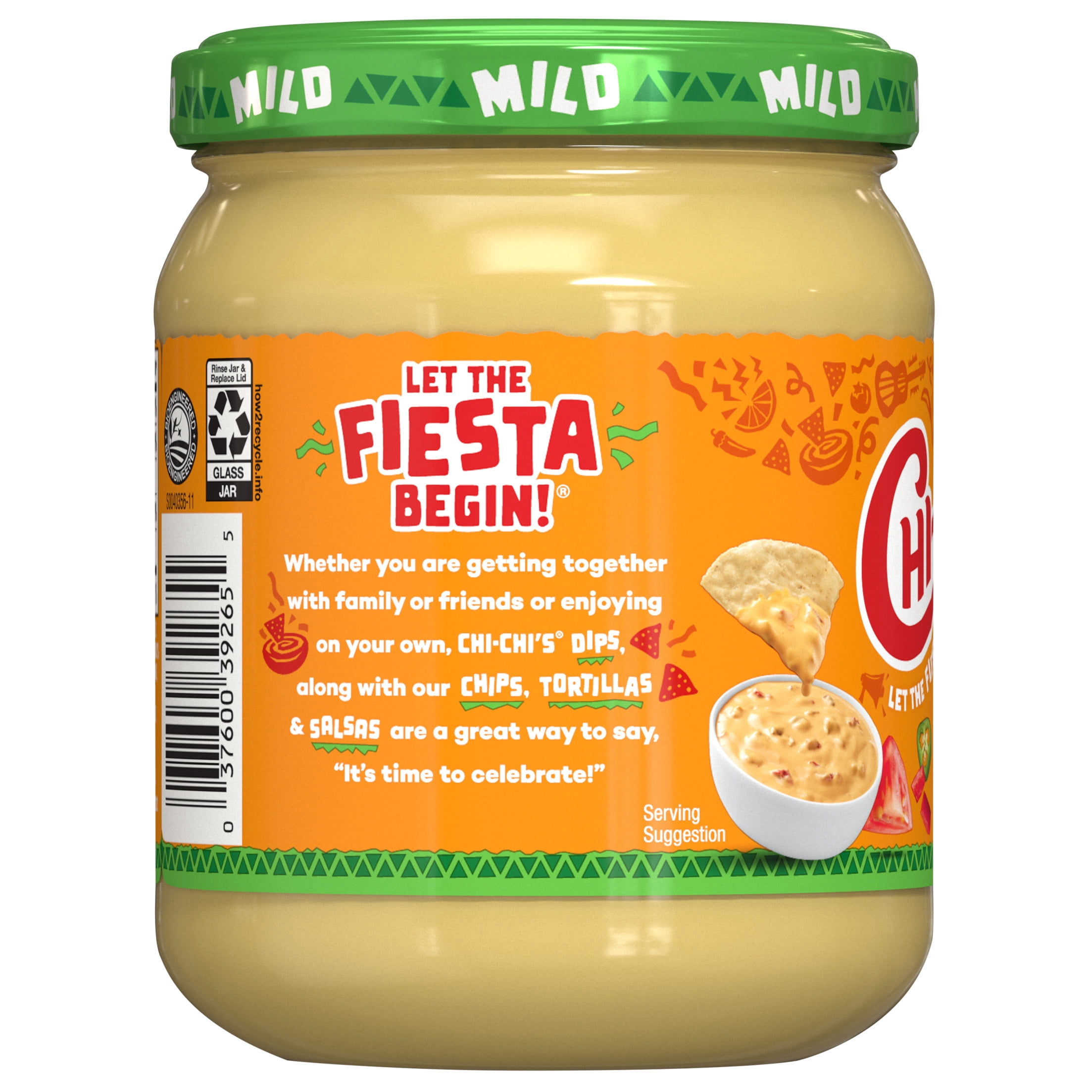 (2 pack) CHI CHI'S Salsa Con Queso, Mild, Cheese Dip, Nacho Topping, Shelf Stable, 15 oz Glass Jar