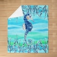 thumbnail image 3 of Cute Seahorse Throw Blanket Watercolor Blue Tie Dye Wild Sealife Fleece Blanket for Kids Teens Adults Underwater Seaweed Ocean Themed Flannel Blanket for Bedroom Sofa Baby 30x40, 3 of 5