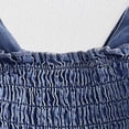 thumbnail image 4 of CAICJ98 Smocked Baby Girl Clothes Newborn Girl Bubble Denim Romper Long Sleeve Jumpsuit And Headband Outfit Cute Infant Fall Spring Clothing (Blue,6-12 Months), 4 of 7