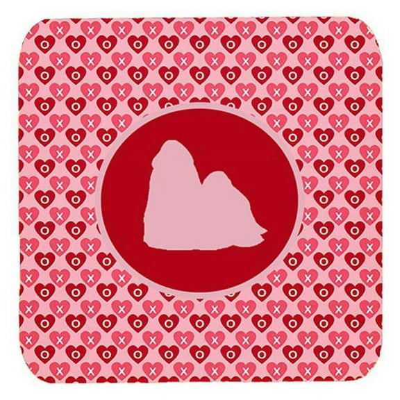 Shih Tzu Valentine Hearts Foam Coasters - Set 4, 3.5 x 3.5 In.