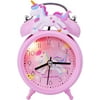 QearFun Unicorn Alarm Clock for Girls Kids, Cute Bedroom Decoration, Non Ticking Silent Second Hand, w/Backlight Super Loud Twin Bell, for Kids Toddlers Unicorn Gifts