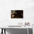 thumbnail image 2 of ARTCANVAS Two Peacocks Threatening a Hen with Chicks - The Threatened He Canvas Art Print by Melchior d-Hondecoeter - Size: 18" x 12" (1.50" Deep), 2 of 9