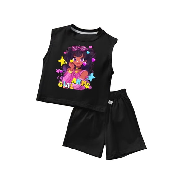 ZXLBBD Girls Summer Outfits 2 Piece Set Cute Toddler Tank Top and Shorts Playwear Soft Breathable Casual Comfort Outdoor Daily Wear Size 2 Y-3 Y