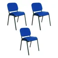 thumbnail image 1 of Offiho Set de 3 Silla para Oficia, Sala de Espera, Consultorio con Tapiz de Tela Color Azul, 1 of 7