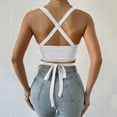 thumbnail image 5 of Public Womens Cropped Tank Tops Trendy Ribbed Sleeveless Square Neck Summer Basic Tops Causal Halter Slim Fit Cross Bandage Shirts White S, 5 of 7