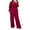 Red, variant on UVEASISHA Cotton Linen Sets for Women Plus Size Loose Comfy Lounge Set Long Sleeve Button Down Shirts and Wide Leg Pants Matching Loungewear Sets Red XXXXXL