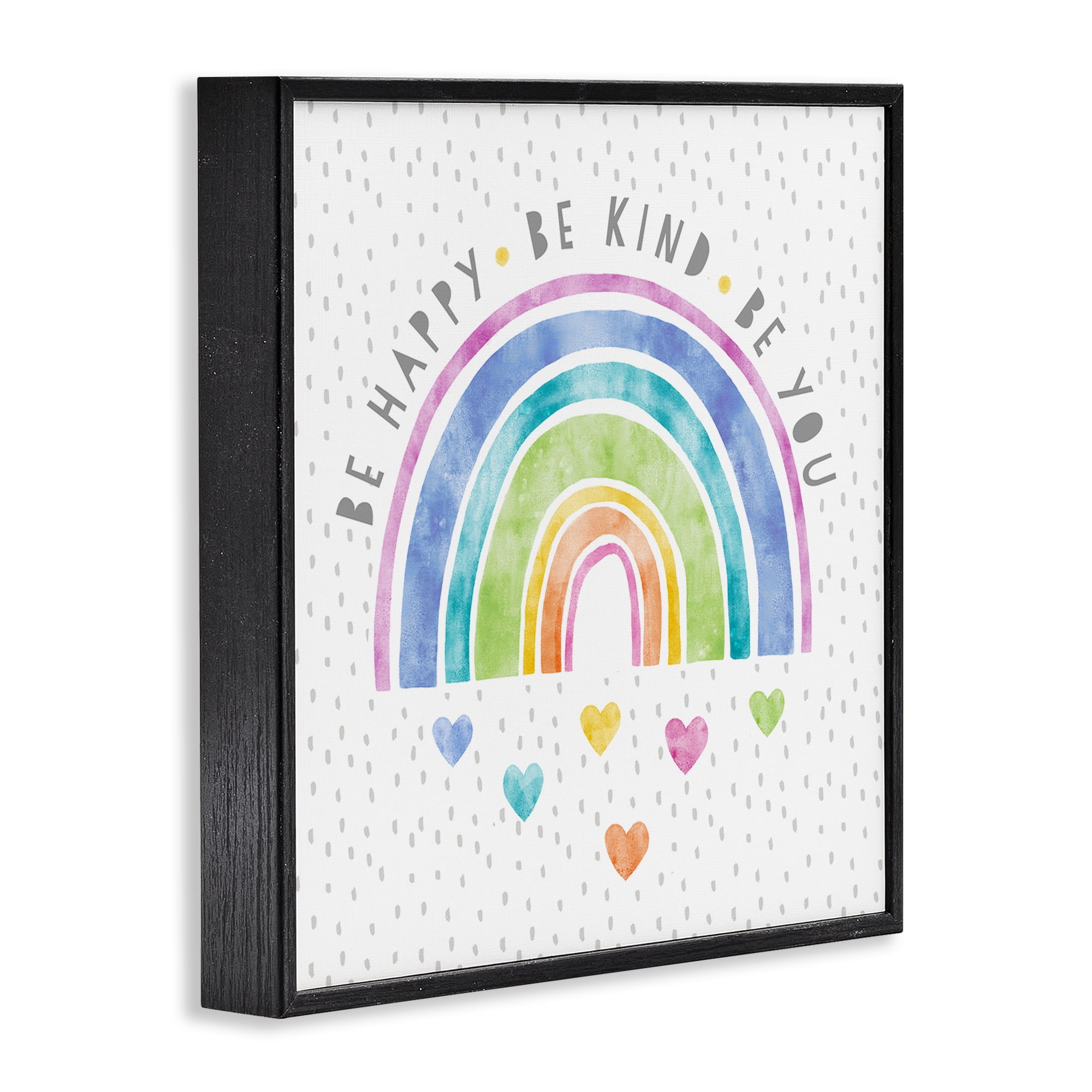 Stupell Industries Be You Hearts & Rainbow Black Framed Giclee Art, design by Suzanne Nicoll