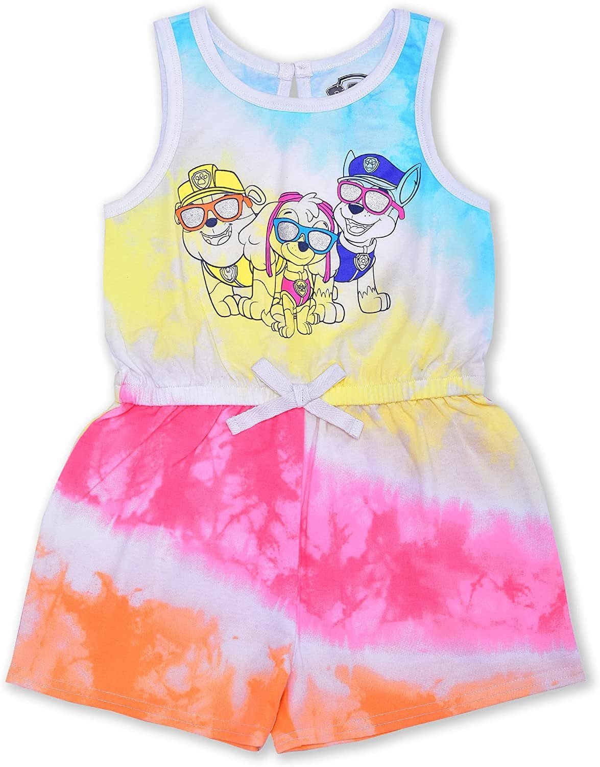 Paw Patrol Chase, Marshall and Skye Girls 2 Pack Sleeveless Romper, Toddler